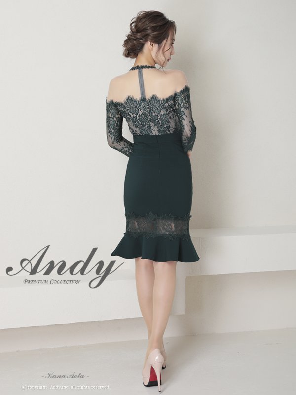 画像13: 【Andy /アンディ】オフショル/ レース切替 / マーメイド/ 袖あり/ 七部袖/ 膝丈/ タイト/ ミディアムドレス/ キャバドレス[OF05]