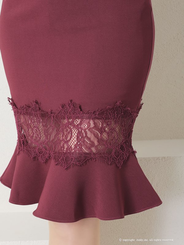 画像27: 【Andy /アンディ】オフショル/ レース切替 / マーメイド/ 袖あり/ 七部袖/ 膝丈/ タイト/ ミディアムドレス/ キャバドレス[OF05]