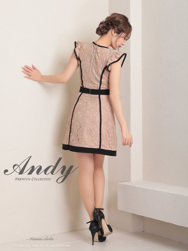 画像4: 【ANDY/アンディ】フラワーレース/ パイピング/ フリルショルダー/ ノースリーブ/ Aライン/ フレア/ ミニドレス/ キャバドレス[OF05]