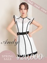 【決算SALE開催中！! 】【ANDY/アンディ】フラワーレース/ パイピング/ フリルショルダー/ ノースリーブ/ Aライン/ フレア/ ミニドレス/ キャバドレス[FB03]
