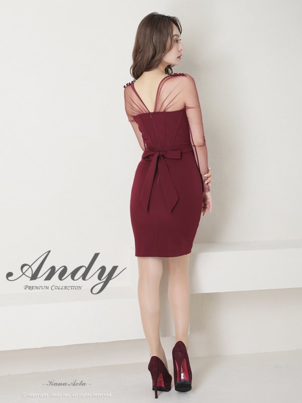 画像22: 【ANDY/アンディ】ワンカラー/ シースルー/長袖/ 袖あり/ バックリボン/ タイト/ ミニドレス/ キャバドレス[OF05]