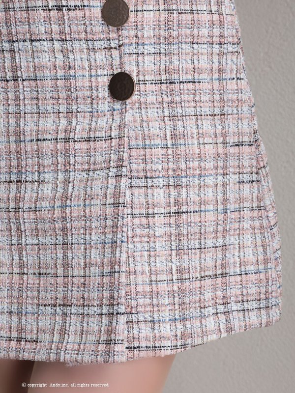 画像20: 【ANDY/アンディ】レース/ ハイネック/ 切替デザイン/ 袖あり/ 長袖/ ツイード/ チェック/ Aライン/ ミニドレス/ キャバドレス[OF05]