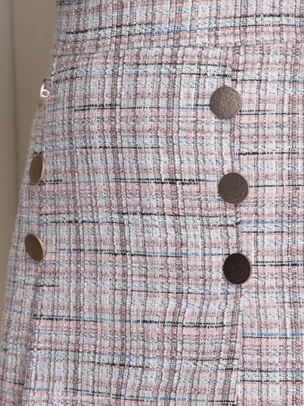 画像19: 【ANDY/アンディ】レース/ ハイネック/ 切替デザイン/ 袖あり/ 長袖/ ツイード/ チェック/ Aライン/ ミニドレス/ キャバドレス[OF05]