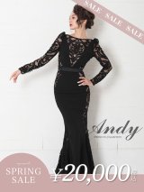 【決算SALE開催中！! 】【ANDY/アンディ】 シアー/ 切り替え/ 袖あり/ 長袖/ マーメイド/ ロングドレス/ キャバドレス long[OF05]