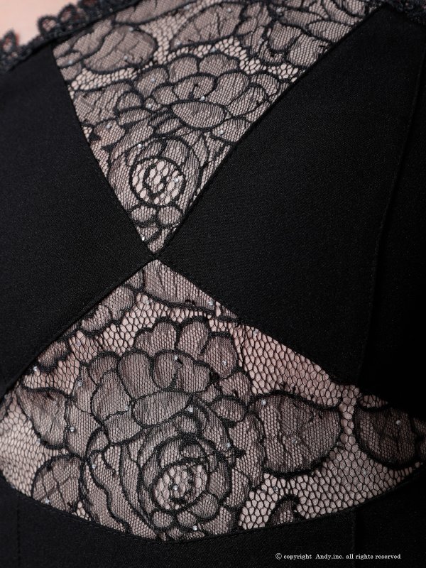 画像17: XSサイズあり【ANDY/アンディ】ビジューリボン/ ホルターネック/ レース/ 切替/ ストレッチ/ フレア/ ミニドレス/ キャバドレス[OF05]