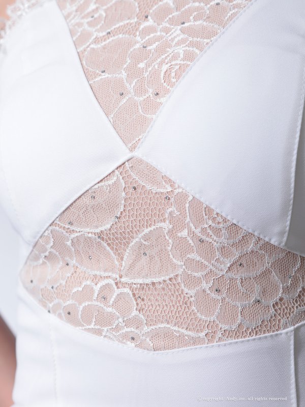 画像8: XSサイズあり【ANDY/アンディ】ビジューリボン/ ホルターネック/ レース/ 切替/ ストレッチ/ フレア/ ミニドレス/ キャバドレス[OF05]