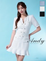 XSサイズあり【ANDY/アンディ】パイピング/ ビジューボタン/ デザインポケット/ 半袖/ 袖あり/ マーメイド/ ミニドレス/ キャバドレス[OF05]