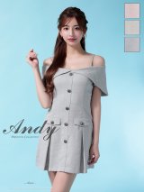 XSサイズあり【ANDY/アンディ】オフショルダー/ キャミ/ ボタン/ ポケット/ ボックスプリーツ/ フレア/ ミニドレス/ キャバドレス[OF05]