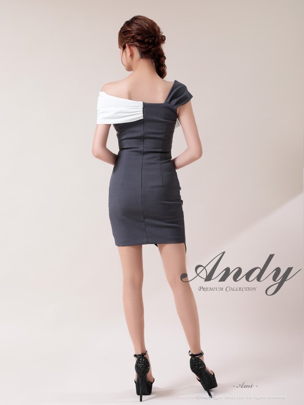 画像3: XSサイズあり【ANDY/アンディ】バイカラー/ ワンショル/ オフショル/ アシンメトリー/ タイト/ ミニドレス/ キャバドレス[OF05]