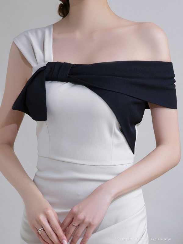 画像15: XSサイズあり【ANDY/アンディ】バイカラー/ ワンショル/ オフショル/ アシンメトリー/ タイト/ ミニドレス/ キャバドレス[OF05]