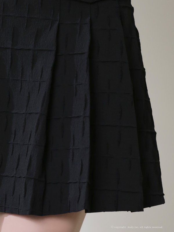 画像6: XSサイズあり【ANDY/アンディ】パワショル/ ウエストカットアウト/ ハーフスリーブ/ ジャガード/ プリーツ/ ミニドレス/ キャバドレス[OF05]