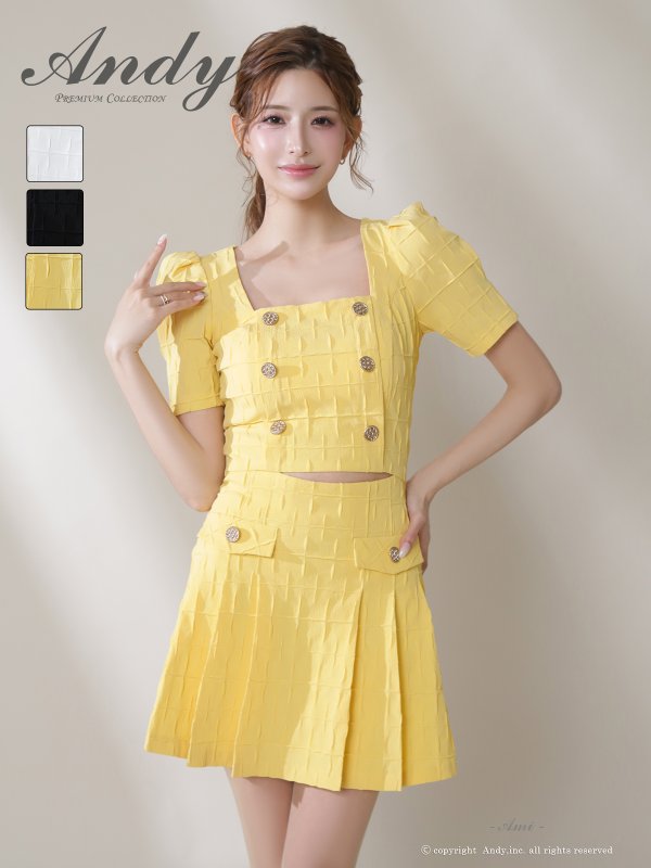 画像7: XSサイズあり【ANDY/アンディ】パワショル/ ウエストカットアウト/ ハーフスリーブ/ ジャガード/ プリーツ/ ミニドレス/ キャバドレス[OF05]