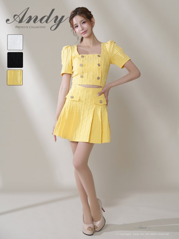 画像8: XSサイズあり【ANDY/アンディ】パワショル/ ウエストカットアウト/ ハーフスリーブ/ ジャガード/ プリーツ/ ミニドレス/ キャバドレス[OF05]