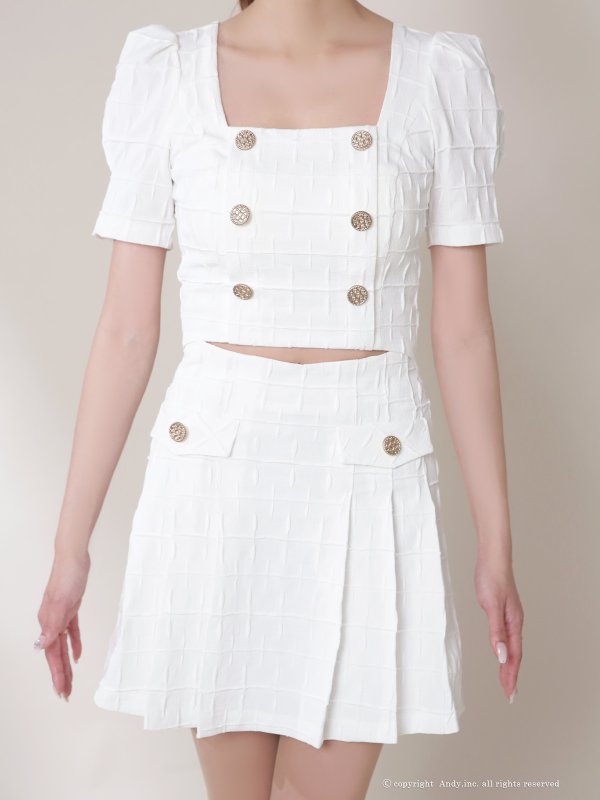 画像15: XSサイズあり【ANDY/アンディ】パワショル/ ウエストカットアウト/ ハーフスリーブ/ ジャガード/ プリーツ/ ミニドレス/ キャバドレス[OF05]