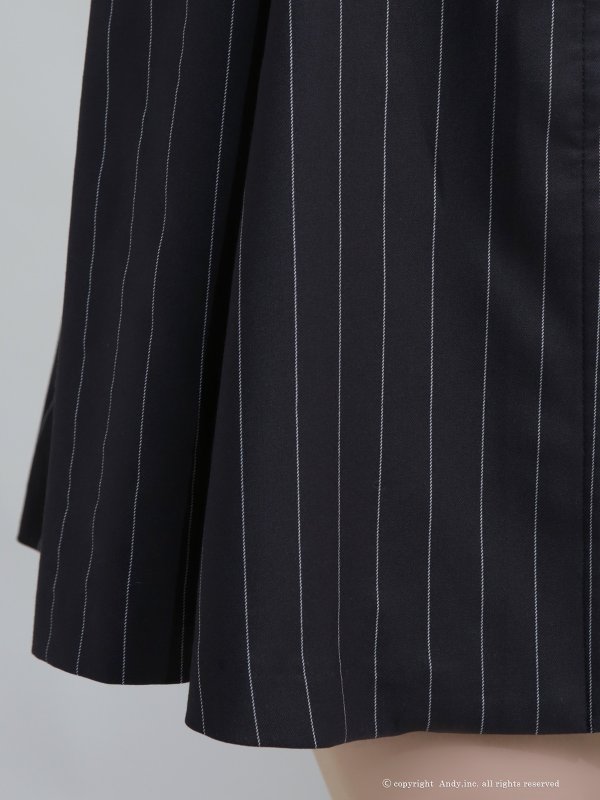 画像21: XSサイズあり【ANDY/アンディ】襟付き/ ストライプ/ ビジューボタン/ ノースリーブ/ Vネック/ フレア/ ミニドレス/ キャバドレス[OF05]