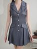 画像13: XSサイズあり【ANDY/アンディ】襟付き/ ストライプ/ ビジューボタン/ ノースリーブ/ Vネック/ フレア/ ミニドレス/ キャバドレス[OF05] (13)