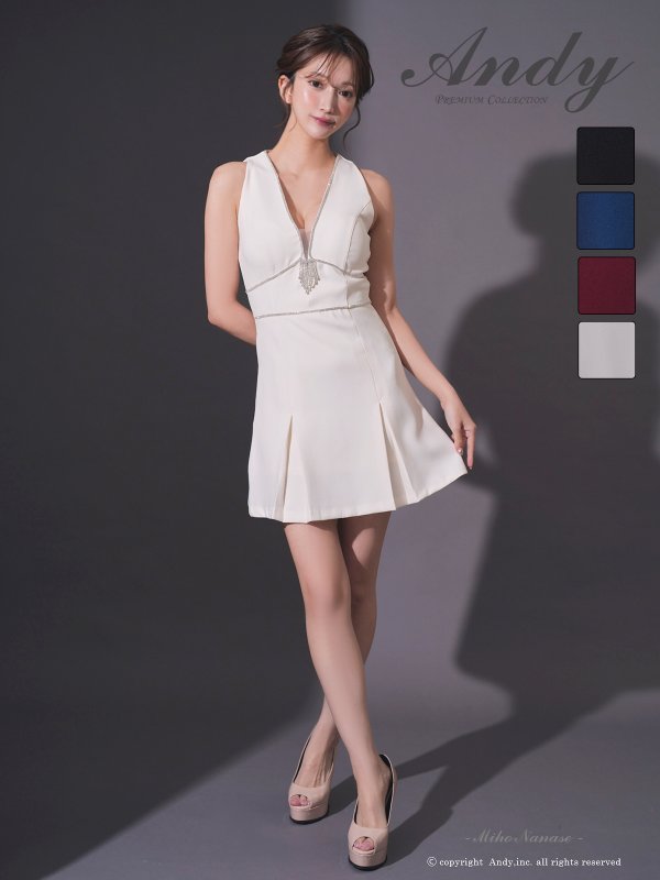 画像10: XSサイズあり【ANDY/アンディ】シンプル/ ワンカラー/ ノースリーブ/ ビジューライン/ バストシアー/ フレア/ Aライン/ ミニドレス/ キャバドレス[OF05]