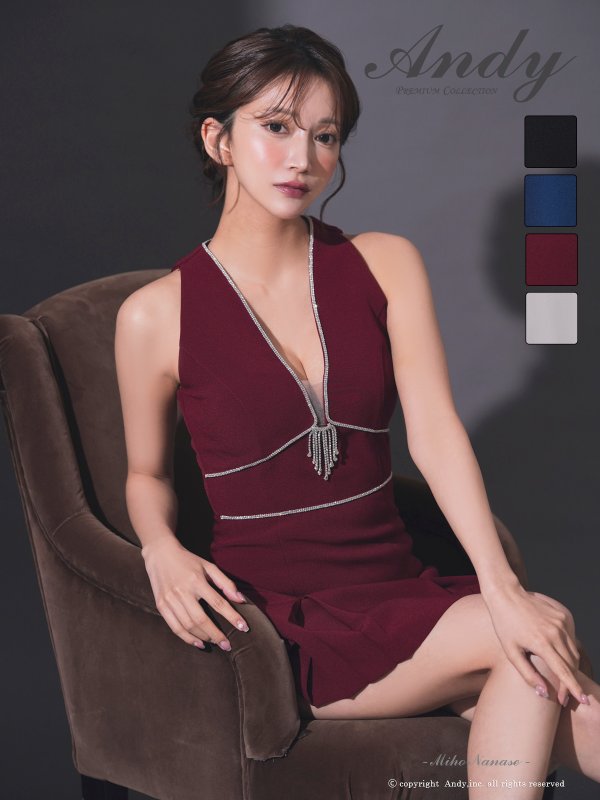画像3: XSサイズあり【ANDY/アンディ】シンプル/ ワンカラー/ ノースリーブ/ ビジューライン/ バストシアー/ フレア/ Aライン/ ミニドレス/ キャバドレス[OF05]