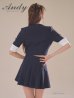 画像10: XSサイズあり【ANDY/アンディ】バイカラー/ リボンモチーフ/ 半袖/ 袖あり/ Vネック/ ダブルボタン/ プリーツ/ フレア/ セットアップ/ ミニドレス/ キャバドレス[OF05] (10)