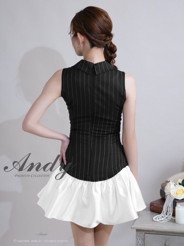 ブラックストライプxホワイト モデル：あみ　身長：163cm　着用サイズ：Sサイズ