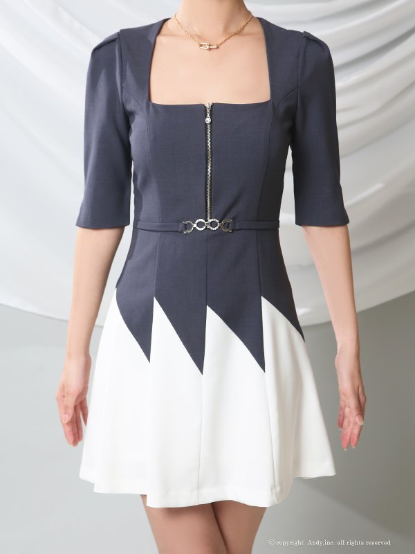 インディゴxホワイト モデル：かずは　身長：160cm　着用サイズ：Sサイズ