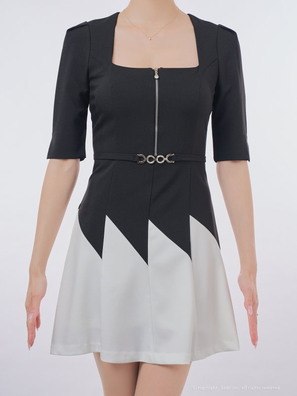 ブラックxホワイト　モデル：あみ　身長：163cm　着用サイズ：Sサイズ