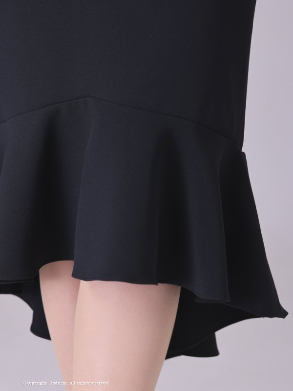 画像16: 【ANDY/アンディ】マーメイド/ショルダーリボン/ バイカラー/ ノースリーブ/ 裾フリル/ テールカット/ ミディアム丈/ キャバドレス[FB03]