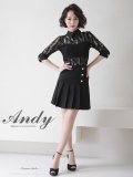 【ANDY/アンディ】襟付き/ 袖あり/ 五分袖/ レース/ 切替/ プリーツスカート/ ミニドレス/ キャバドレス[OF05]