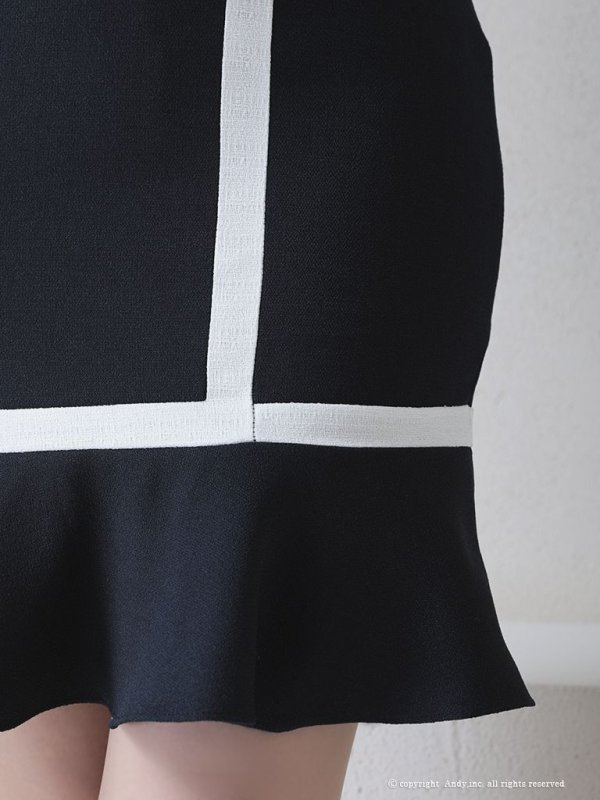 画像8: 【ANDY/アンディ】セーラーカラー/ パイピング/ ボタン/ 半袖/ 袖あり/ タイト/ 裾フリル/ 膝丈/ ワンピース/ ミニドレス/ キャバドレス[OF05]
