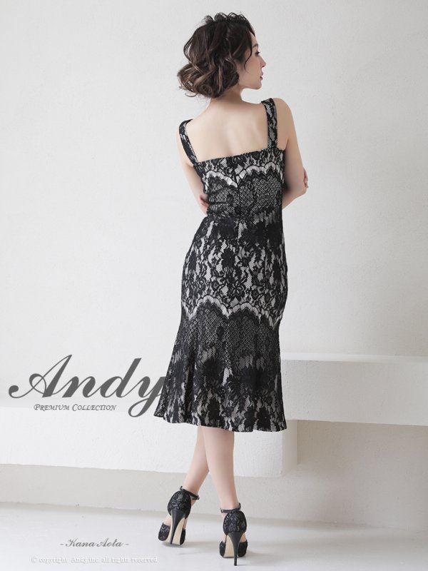画像10: 【ANDY/アンディ】マーメイド/ 総レース/ スクエアネック/ 裾フリル/ ひざ丈/ ワンピース/ ミディアム/ キャバドレス[OF05]