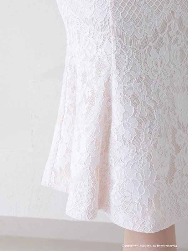 画像6: 【ANDY/アンディ】マーメイド/ 総レース/ スクエアネック/ 裾フリル/ ひざ丈/ ワンピース/ ミディアム/ キャバドレス[OF05]
