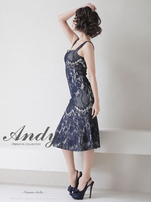 画像15: 【ANDY/アンディ】マーメイド/ 総レース/ スクエアネック/ 裾フリル/ ひざ丈/ ワンピース/ ミディアム/ キャバドレス[OF05]