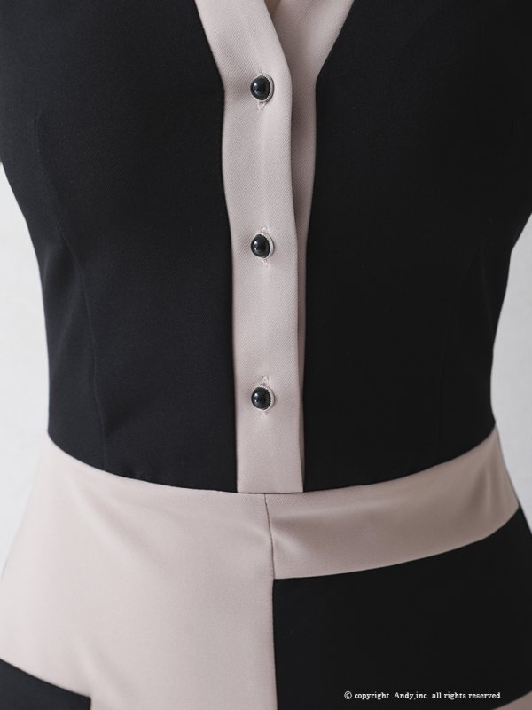 画像8: 【ANDY/アンディ】襟付き/ バイカラー/ 切替/ ノースリーブ/ タイト/ ミニドレス/ キャバドレス[FB03]