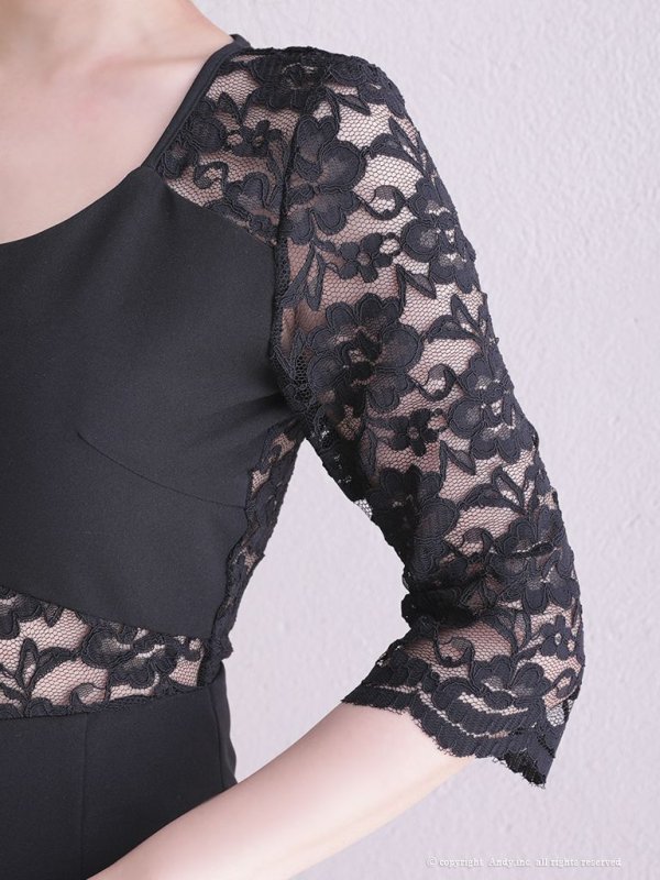 画像22: 【Andy /アンディ】レース切替 / アシメデザイン/ 袖あり/ 五分袖/ 膝丈/ タイト/ ミディアムドレス/ キャバドレス[OF05]