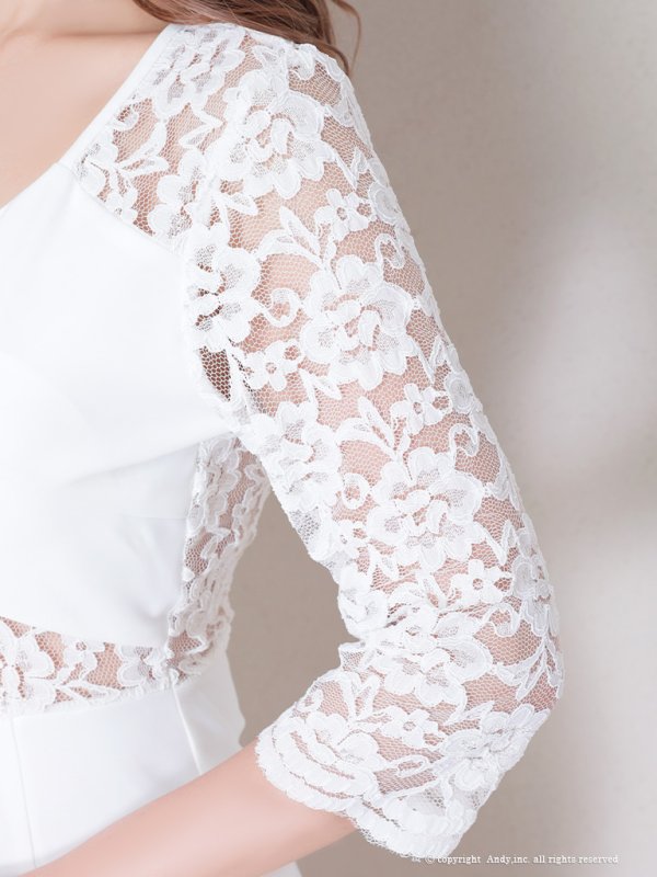 画像14: 【Andy /アンディ】レース切替 / アシメデザイン/ 袖あり/ 五分袖/ 膝丈/ タイト/ ミディアムドレス/ キャバドレス[OF05]