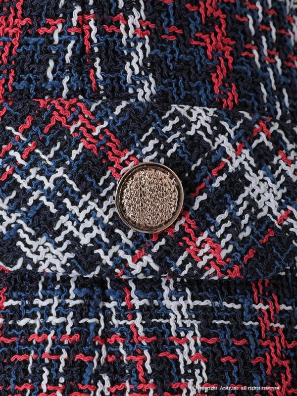 画像15: 【ANDY/アンディ】ミックスツイード/ フリンジ/ チェック柄/ クルーネック/ Aライン/ ワンピース/ ミニドレス/ キャバドレス[OF05]