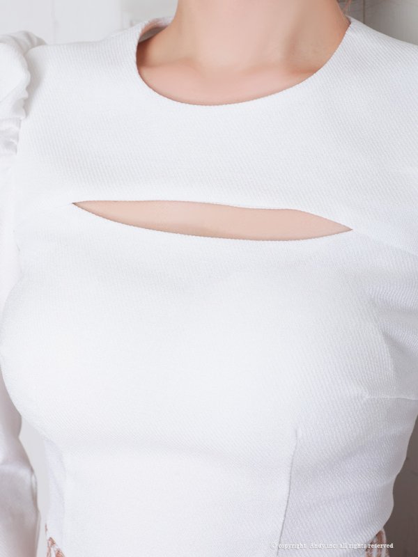 画像15: 【ANDY/アンディ】ツイード/ 切替/ 七分袖/ 長袖/ 袖あり/ カットアウト/ ボックスプリーツ/ ミニドレス/ キャバドレス[OF05]