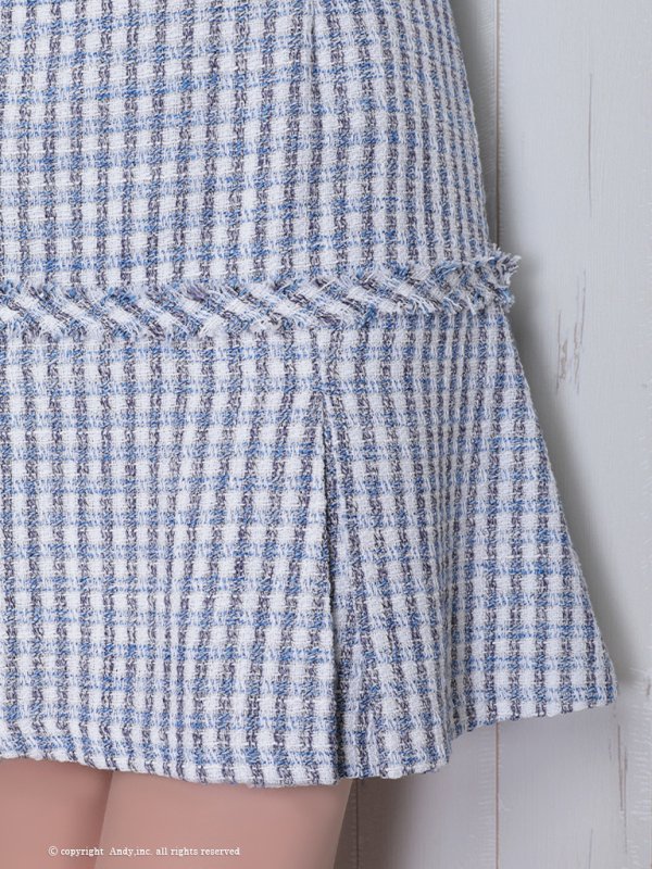 画像16: 【ANDY/アンディ】ミックスツイード/ フリンジ/ チェック柄/ ボックスプリーツ/ フレア/ Aライン/ ワンピース/ ミニドレス/ キャバドレス[OF05]