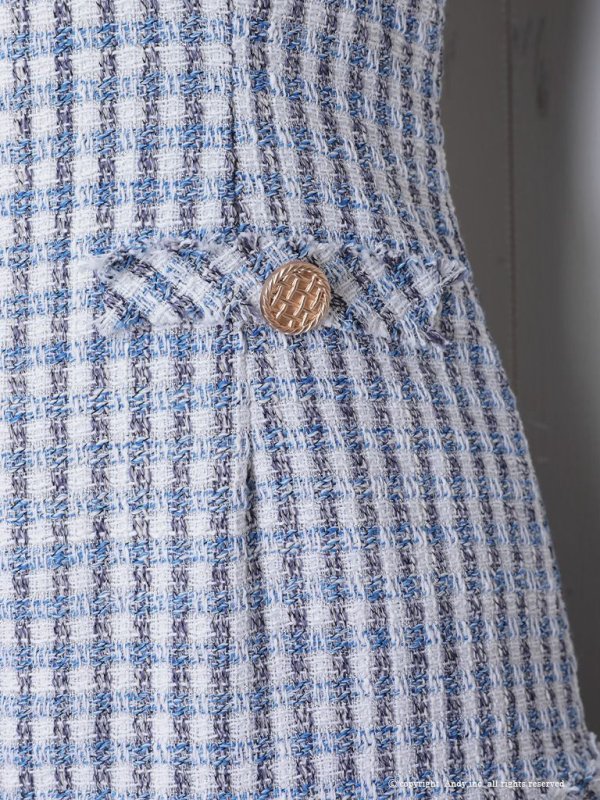 画像26: 【ANDY/アンディ】ミックスツイード/ フリンジ/ チェック柄/ ボックスプリーツ/ フレア/ Aライン/ ワンピース/ ミニドレス/ キャバドレス[OF05]