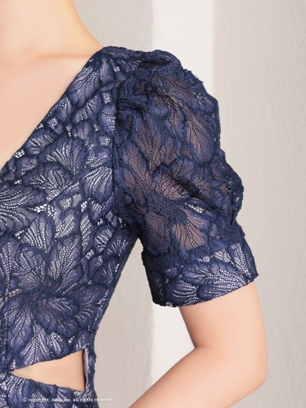 画像5: 【Andy ANDY Fashion Press 15 COLLECTION 01】フラワーレース/ ウエストカット/ 袖あり/ 半袖/ パフスリーブ/ シアー/ タイト/ 膝丈/ ミディアムドレス/ キャバドレス[OF05]