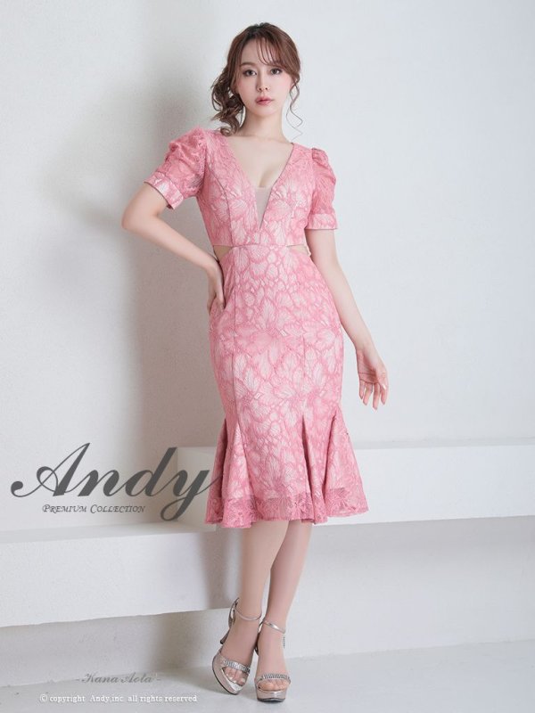 画像26: 【Andy ANDY Fashion Press 15 COLLECTION 01】フラワーレース/ ウエストカット/ 袖あり/ 半袖/ パフスリーブ/ シアー/ タイト/ 膝丈/ ミディアムドレス/ キャバドレス[OF05]