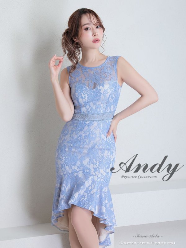 画像2: 【Andy ANDY Fashion Press 15 COLLECTION 02】フラワーレース/ ウエストシアー/ ノースリーブ/ マーメイド/ テールカット/ フリル/ ミディアムドレス/ キャバドレス[OF05]