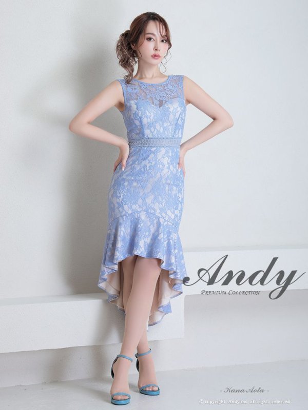 画像13: 【Andy ANDY Fashion Press 15 COLLECTION 02】フラワーレース/ ウエストシアー/ ノースリーブ/ マーメイド/ テールカット/ フリル/ ミディアムドレス/ キャバドレス[OF05]