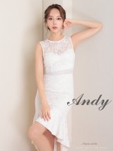 【4月30日までファイナルセール開催中！! 】【Andy ANDY Fashion Press 15 COLLECTION 02】フラワーレース/ ウエストシアー/ ノースリーブ/ マーメイド/ テールカット/ フリル/ ミディアムドレス/ キャバドレス[OF05]