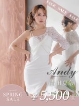 【決算SALE開催中！! 】【Andy ANDY Fashion Press 15 COLLECTION 03】ワンショルダー/ キャミソール/ 袖あり/ フラワーレース/ ワンカラー/ タイト/ ミニドレス/ キャバドレス[FB03]