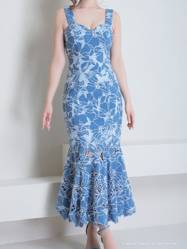 画像12: 【Andy ANDY Fashion Press 15 COLLECTION 07】マーメイド/ フリルデザイン/ 総レース/ ノースリーブ/ タイト/ ワンピース/ ロングドレス/ キャバドレス[OF05]