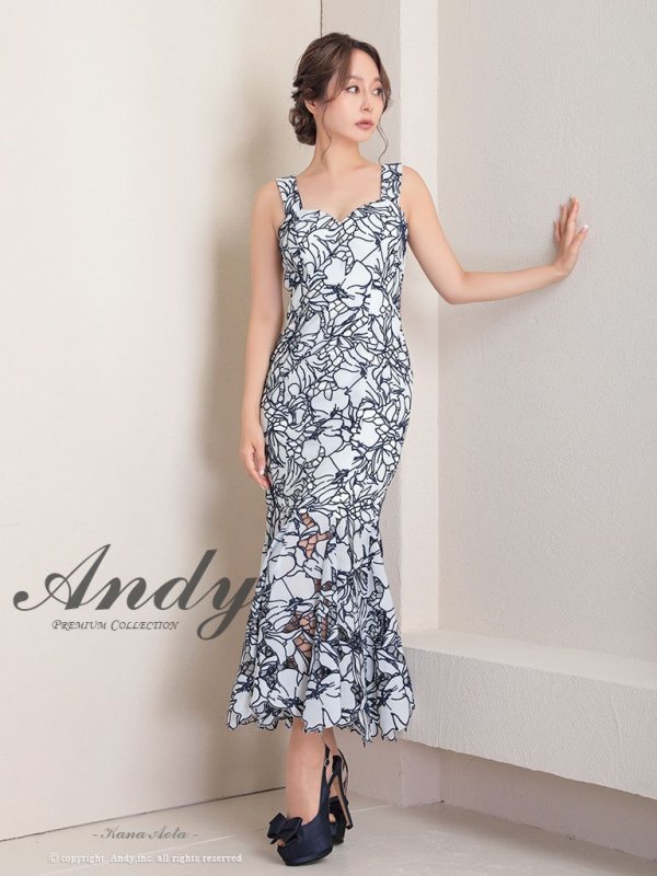 画像2: 【Andy ANDY Fashion Press 15 COLLECTION 07】マーメイド/ フリルデザイン/ 総レース/ ノースリーブ/ タイト/ ワンピース/ ロングドレス/ キャバドレス[OF05]