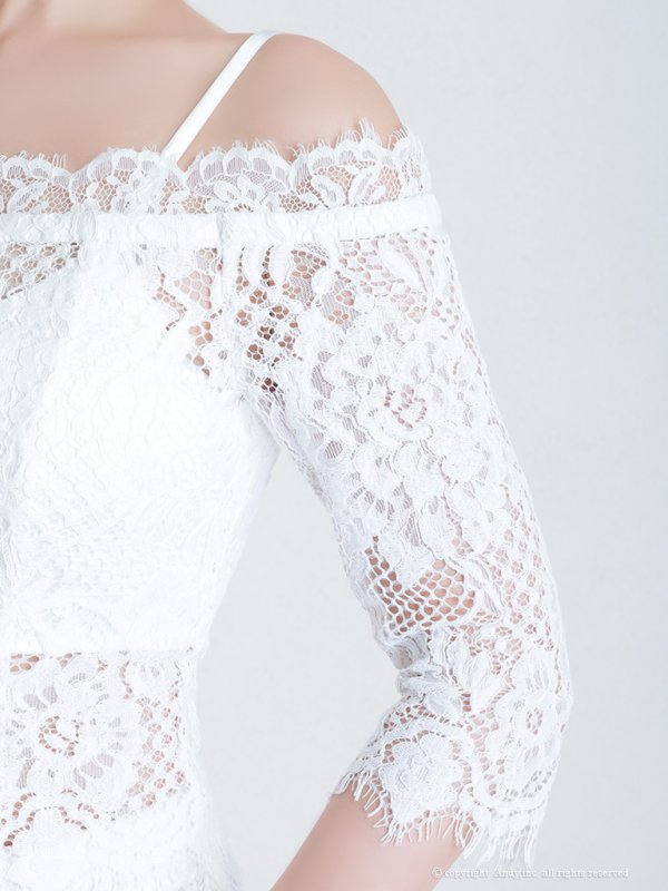 画像14: 【Andy ANDY Fashion Press 15 COLLECTION 04】オフショルダー/ 七分袖/ 長袖/ 袖あり/ フラワーレース/ セットアップ/ タイト/ ミニドレス/ キャバドレス[OF05]