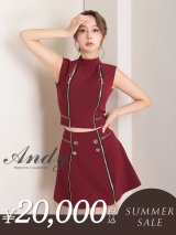 【サマーセール開催中！! 】【ANDY/アンディ】ジップデザイン/ シンプル/ ワンカラー/ セットアップ/ ハイネック/ ノースリーブ/ フレア/ ミニドレス/ キャバドレス[FB03]
