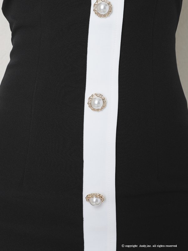 画像7: 【ANDY/アンディ】バイカラー/ パールボタン/ キャミソール/ タイト/ ミニドレス/ キャバドレス[OF05]